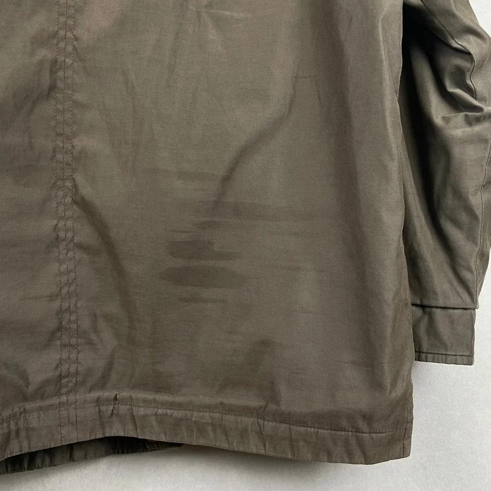 Dockers Mens Field Jacket‎ Olive Brown Resin Coated Fleece Quilted Lined L READ